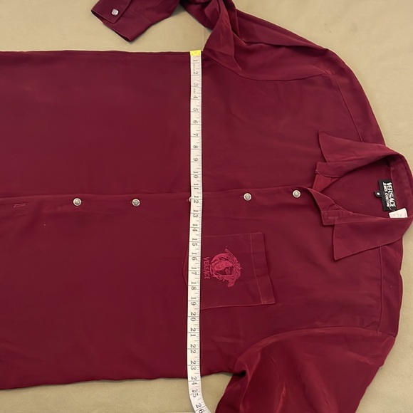 VERSACE JEANS COUTURE. As-Is  Embroidered Buttons down red color Mens SHIRT sz M - Picture 12 of 16